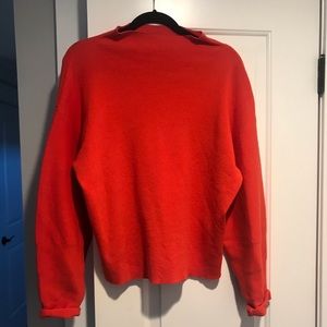 bright red cowl neck sweater